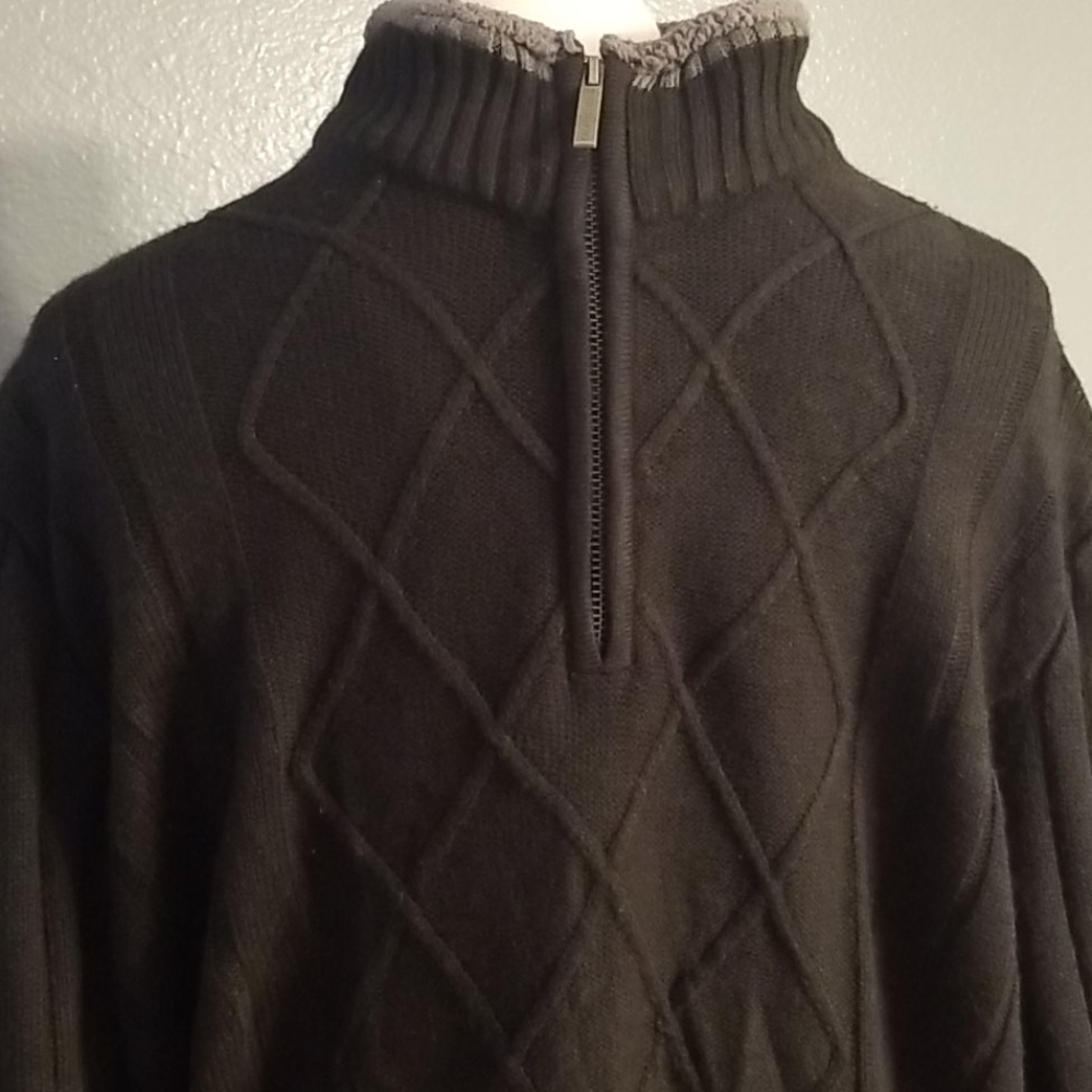 Geoffrey Beene 1/4 Zip Sweater with Fleece Collar